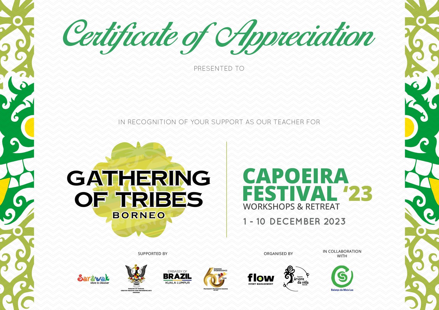 Certificate of Appreciation